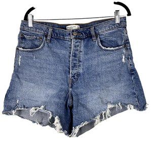 Abercrombie & Fitch Womens The Dad Short High Rise Sz 31 12 Denim Shorts M Wash